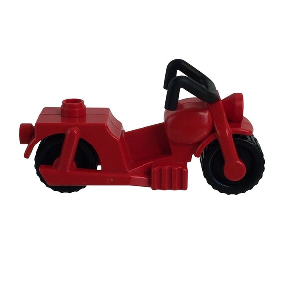 Vintage Lego Duplo Red Motorcycle Lot of 2 Bike Motorbike Vehicle Toy - Picture 2 of 11